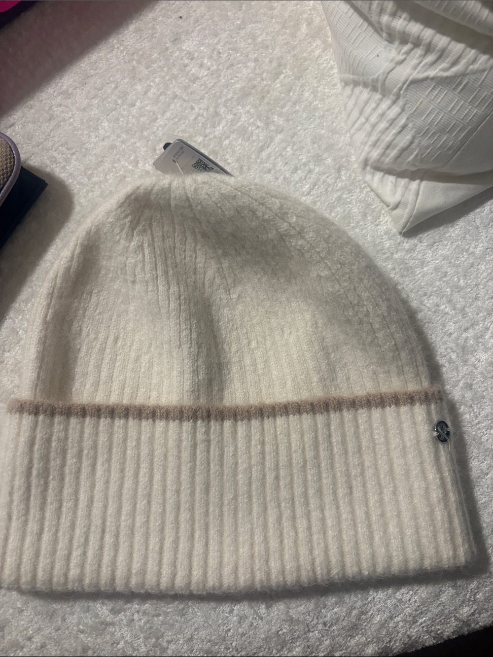 lululemon athletica Cream Beanie with Taupe Accent